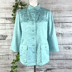 Linea by Louis Dell'Olio Blazer Jacket size Small Blue Jacquard Wedding Church